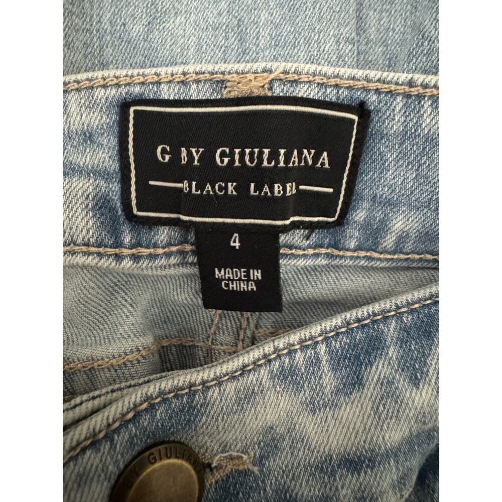 G by Giuliana Embroidered Crop Jeans Size 4 NWT Boho Floral Denim Blue Raw Hem - Picture 10 of 10